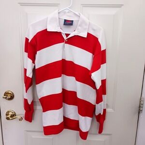 Vintage Canterbury of New Zealand striped long-sleeve rugby Polo shirt M Preppy